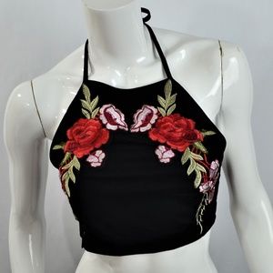Festival Halter Crop Womens Top SZ Medium Soft